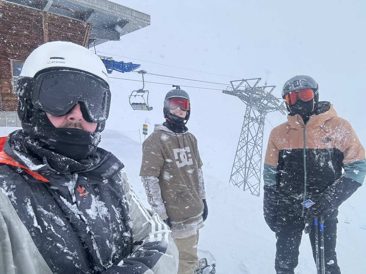 The Ribble AV team on a snowy mountain