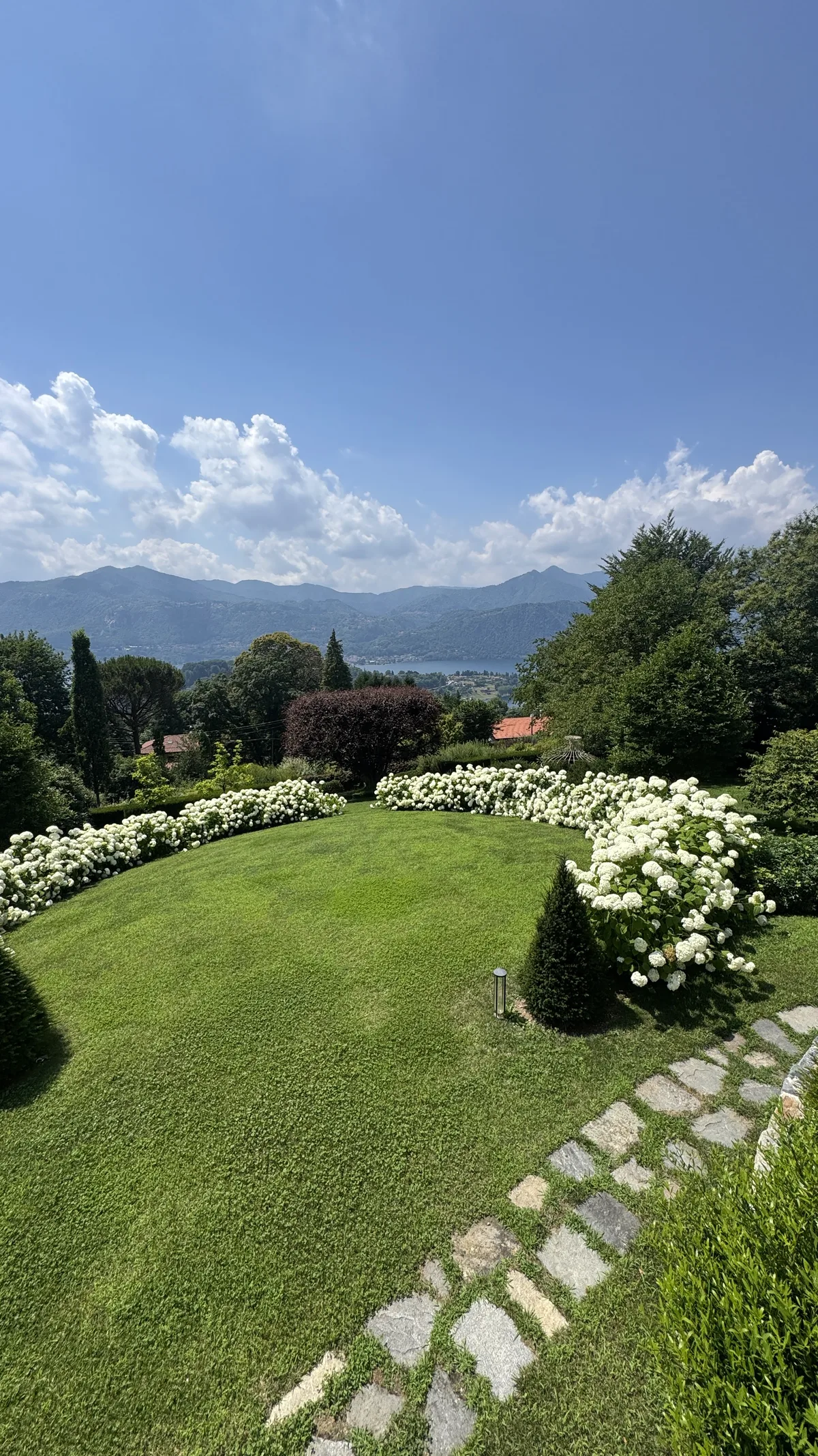 A hillside garden above an Italian lake, on a client site visit