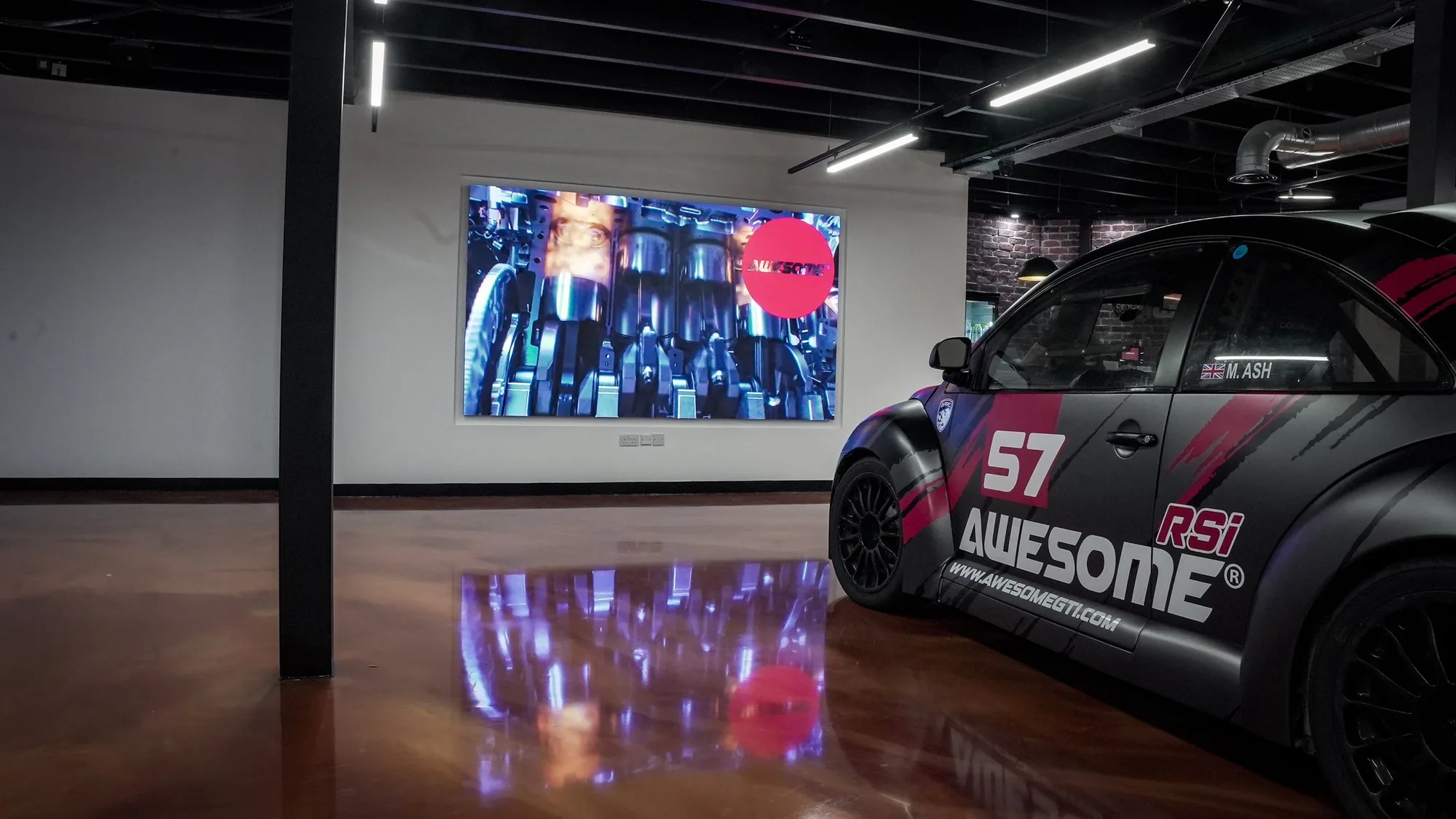 The screen in the showroom