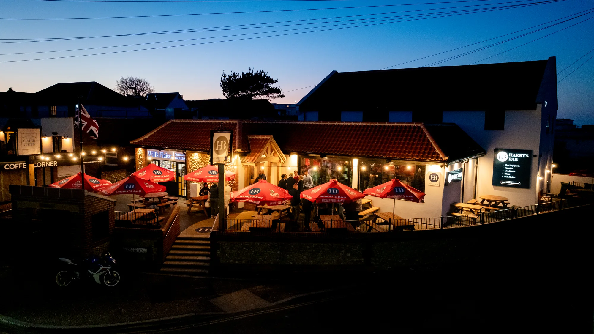 Harry’s Bar photographed from the air at dusk