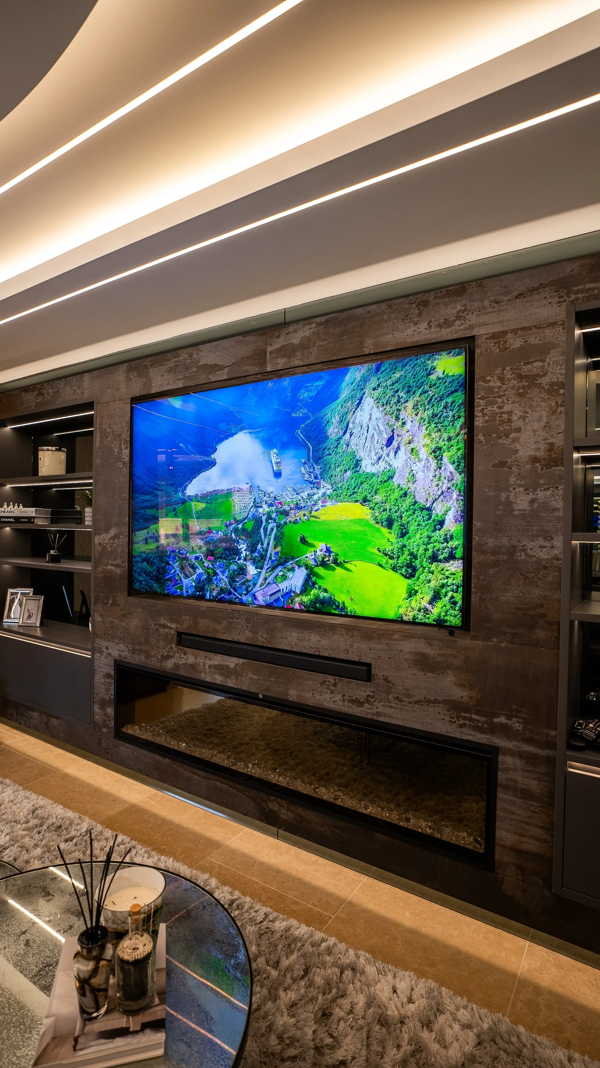 Ceiling speakers in the living area
