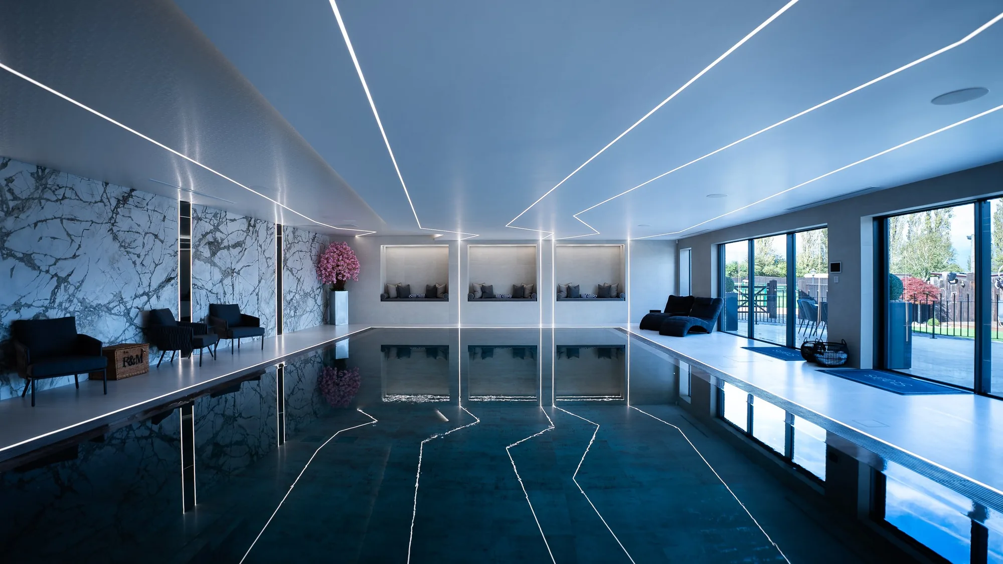 The television and ceiling speakers