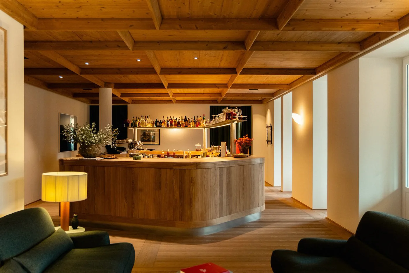 The hotel lobby